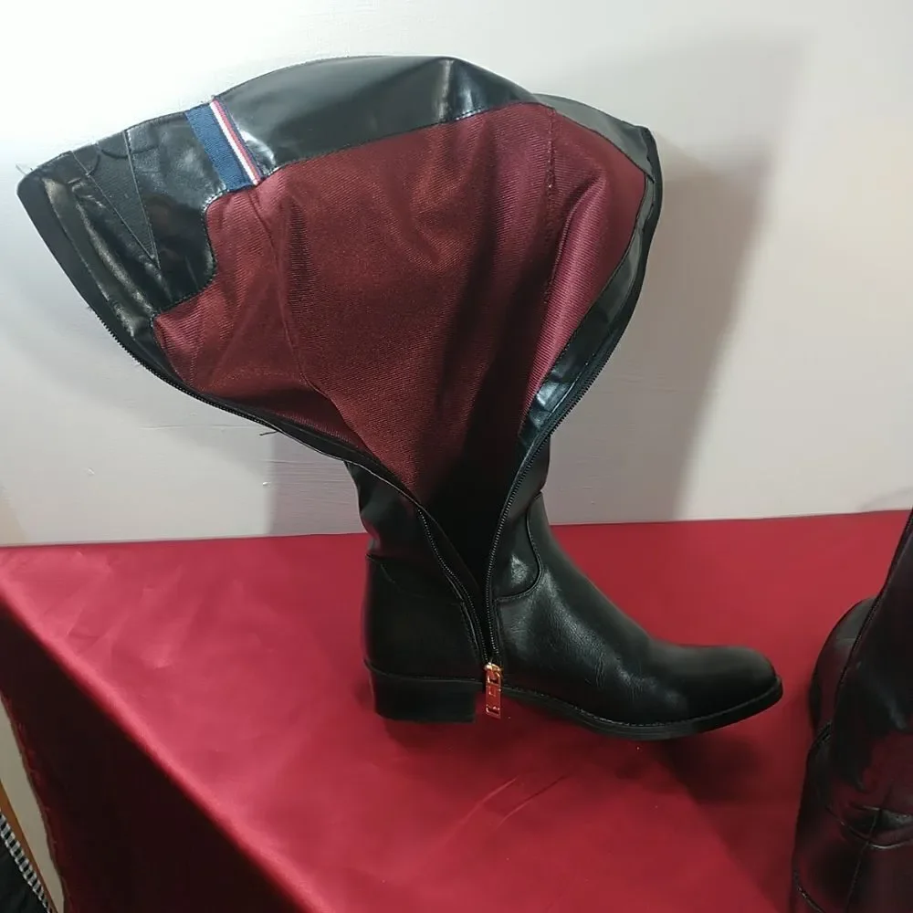 Elegant Black Leather Knee-Tommy Hilfiger Tall Boots 6 M Black LeatherHigh Boots